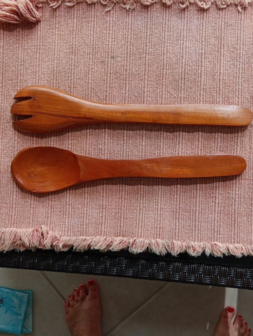 Handcrafted Wooden Bowl and Spoon Set - Warm Brown Vintage